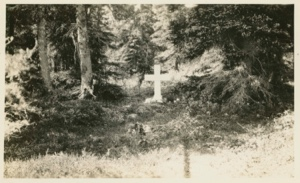 Image of Cross marking grave of child killed by dogs
